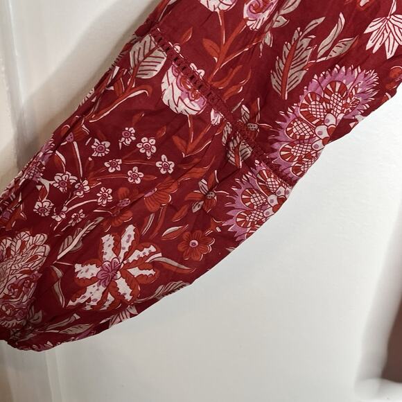 Rachel Zoe Embroidered Boho Top Red Womens Size M Floral Aztec Southwestern - Picture 4 of 8